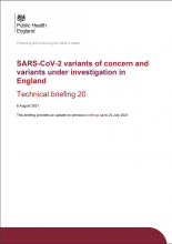 SARS-CoV-2 variants of concern and variants under investigation in England: Technical briefing 20 [6th August 2021]